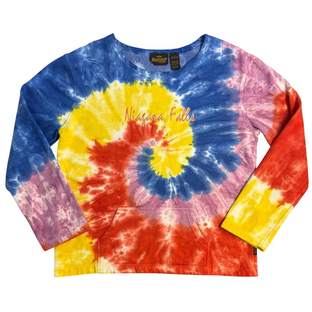 VTG Niagara Falls Tie-Dye Sweatshirt Embroidered Renegade Club 90s Women's Large